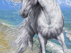 نخ و نقشه تابلو فرش طرح اسب سفید - 625